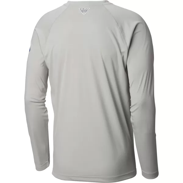 imageColumbia Mens Terminal Tackle Heather Long Sleeve ShirtCool Grey HeatherVivid Blue Logo