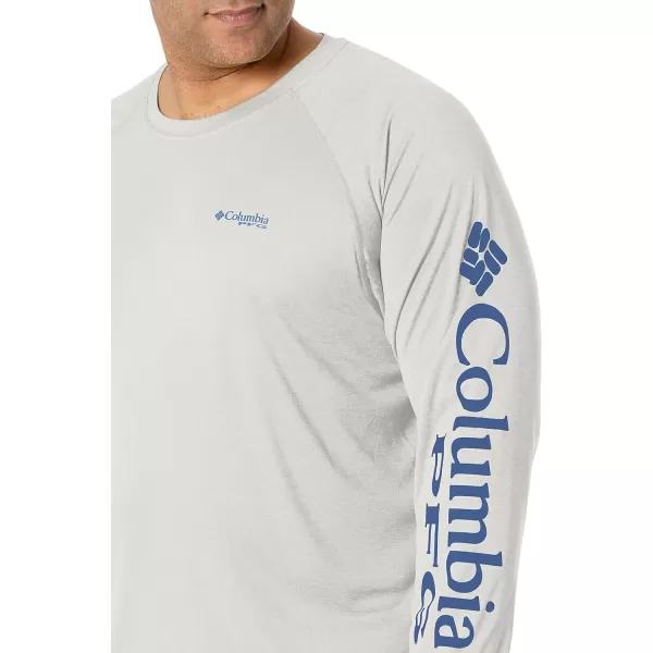 imageColumbia Mens Terminal Tackle Heather Long Sleeve ShirtCool Grey HeatherVivid Blue Logo