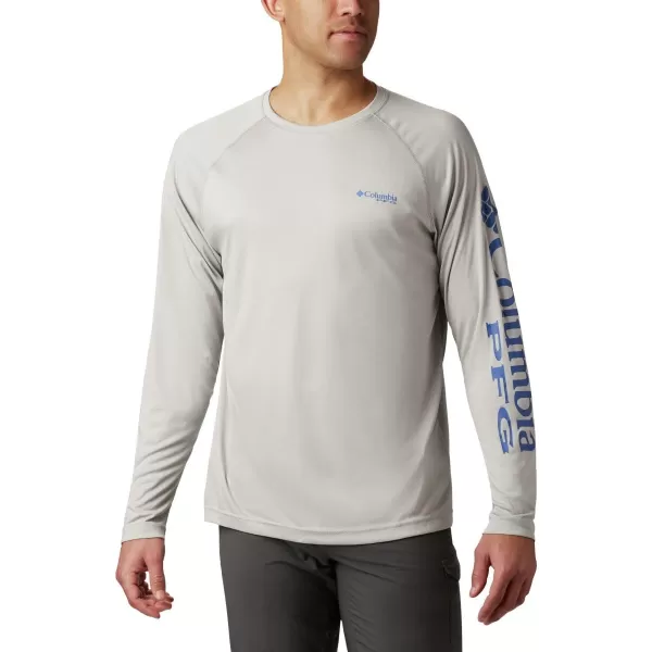 imageColumbia Mens Terminal Tackle Heather Long Sleeve ShirtCool Grey HeatherVivid Blue Logo