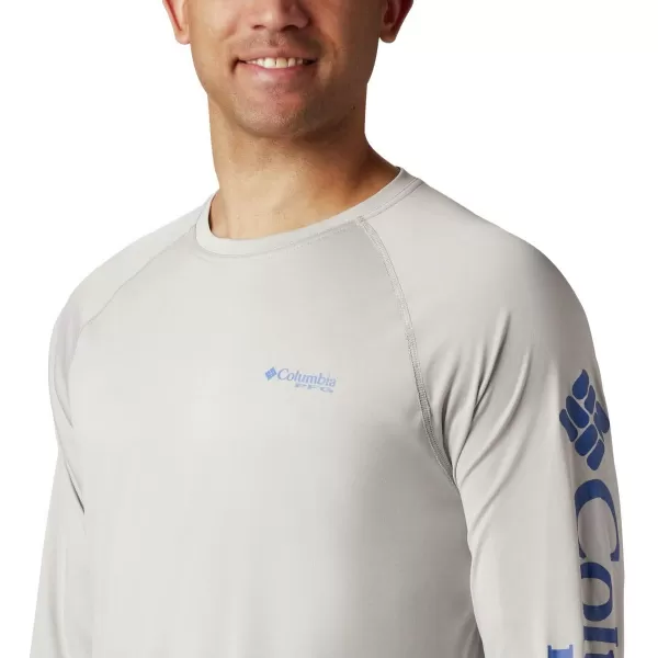 imageColumbia Mens Terminal Tackle Heather Long Sleeve ShirtCool Grey HeatherVivid Blue Logo