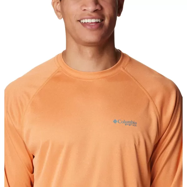 imageColumbia Mens Terminal Tackle Heather Long Sleeve ShirtOrange Reef HeatherTranquil Teal Logo