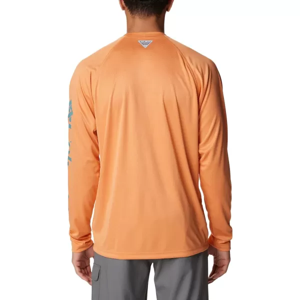 imageColumbia Mens Terminal Tackle Heather Long Sleeve ShirtOrange Reef HeatherTranquil Teal Logo