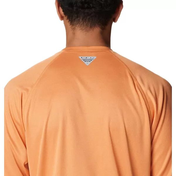 imageColumbia Mens Terminal Tackle Heather Long Sleeve ShirtOrange Reef HeatherTranquil Teal Logo