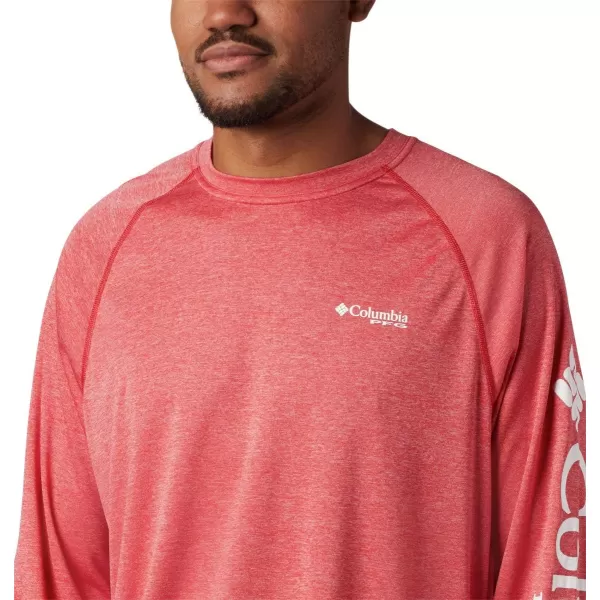 imageColumbia Mens Terminal Tackle Heather Long Sleeve ShirtRed Spark HeatherWhite Logo