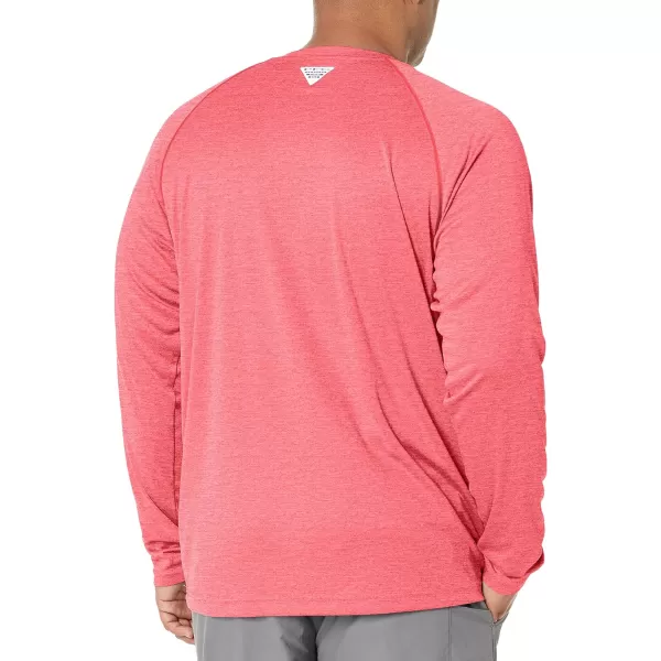 imageColumbia Mens Terminal Tackle Heather Long Sleeve ShirtRed Spark HeatherWhite Logo
