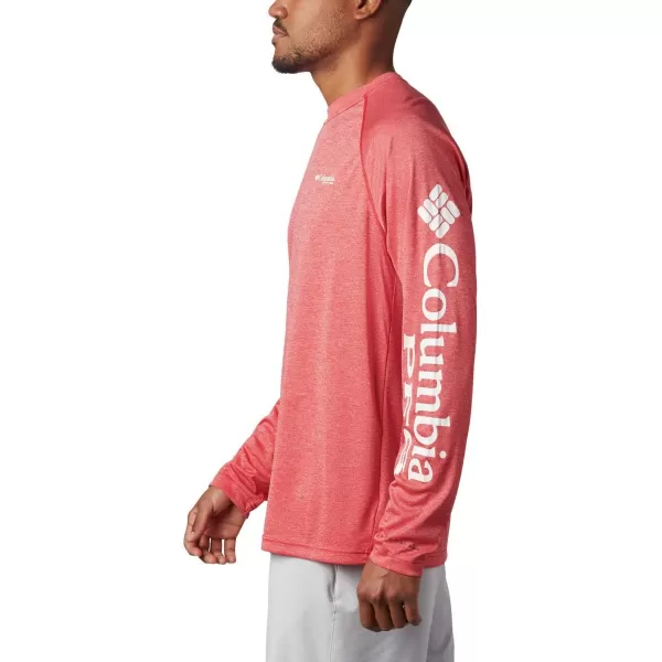 imageColumbia Mens Terminal Tackle Heather Long Sleeve ShirtRed Spark HeatherWhite Logo