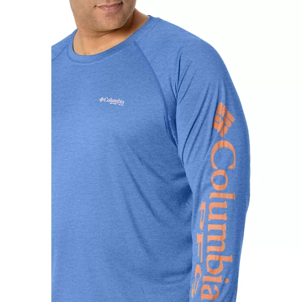 imageColumbia Mens Terminal Tackle Heather Long Sleeve ShirtVivid Blue HeatherBright Nectar Logo