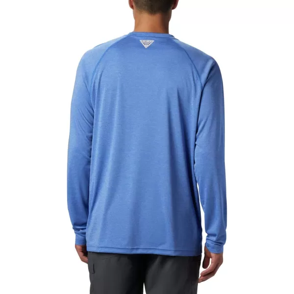 imageColumbia Mens Terminal Tackle Heather Long Sleeve ShirtVivid Blue HeatherBright Nectar Logo