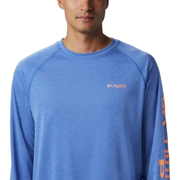 imageColumbia Mens Terminal Tackle Heather Long Sleeve ShirtVivid Blue HeatherBright Nectar Logo