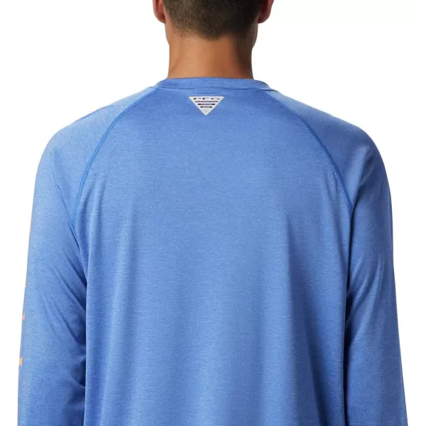 imageColumbia Mens Terminal Tackle Heather Long Sleeve ShirtVivid Blue HeatherBright Nectar Logo