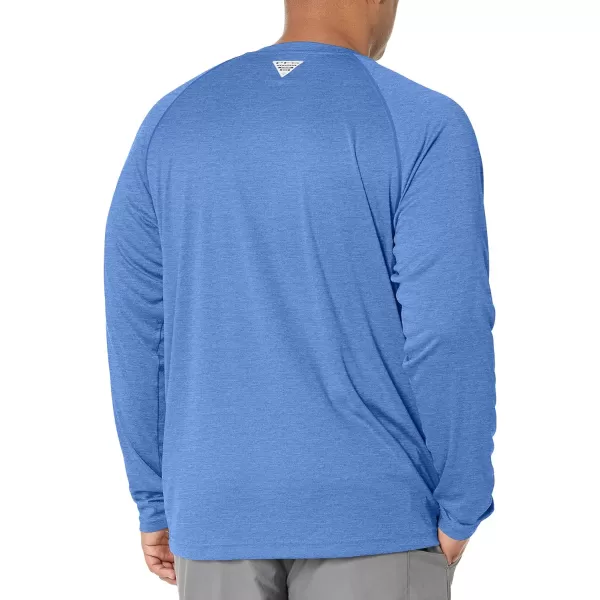 imageColumbia Mens Terminal Tackle Heather Long Sleeve ShirtVivid Blue HeatherBright Nectar Logo