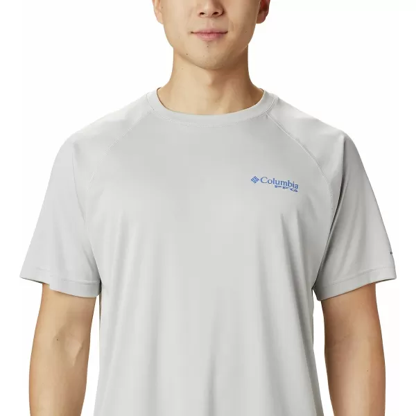 imageColumbia Mens Terminal Tackle Heather Ss ShirtCool Grey Heather Vivid Blue Logo