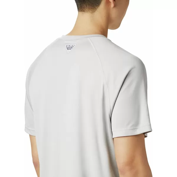 imageColumbia Mens Terminal Tackle Heather Ss ShirtCool Grey Heather Vivid Blue Logo