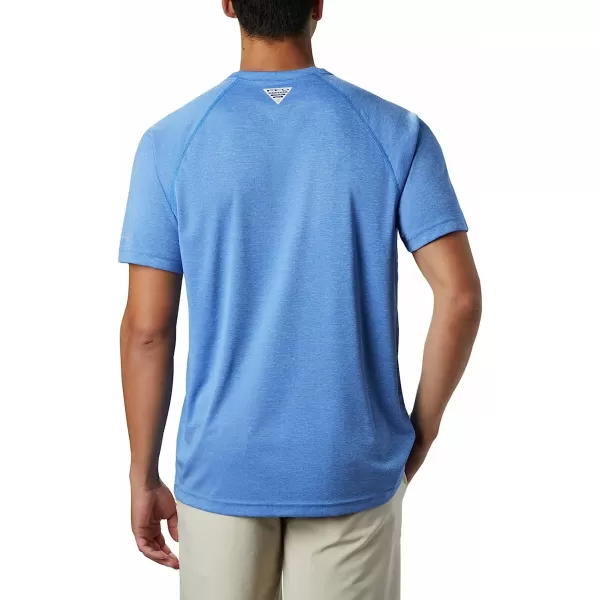 imageColumbia Mens Terminal Tackle Heather Ss ShirtVivid Blue HeatherBright Nectar Logo