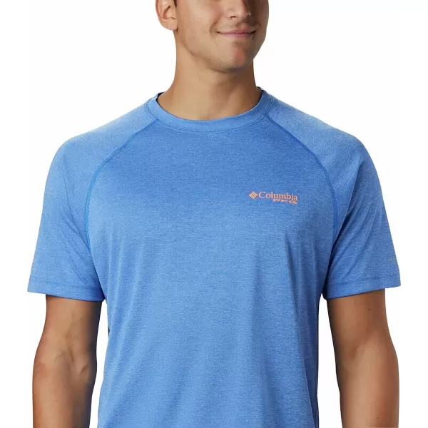 imageColumbia Mens Terminal Tackle Heather Ss ShirtVivid Blue HeatherBright Nectar Logo
