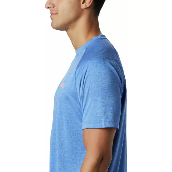 imageColumbia Mens Terminal Tackle Heather Ss ShirtVivid Blue HeatherBright Nectar Logo