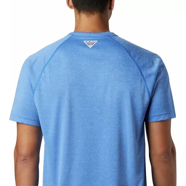 imageColumbia Mens Terminal Tackle Heather Ss ShirtVivid Blue HeatherBright Nectar Logo