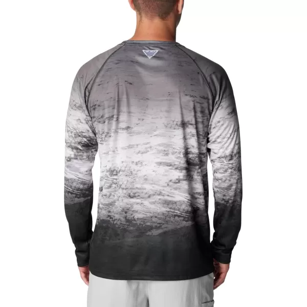 imageColumbia Mens Terminal Tackle Long Sleeve Shirt Wicking MaterialBlackAmericanaDeepsea Fade