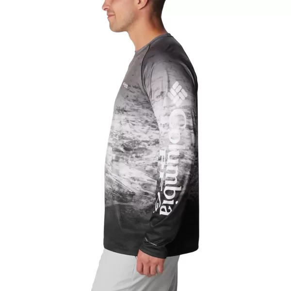 imageColumbia Mens Terminal Tackle Long Sleeve Shirt Wicking MaterialBlackAmericanaDeepsea Fade