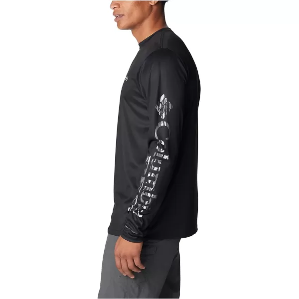 imageColumbia Mens Terminal Tackle Long Sleeve Shirt Wicking MaterialBlackCool Grey Mossy Oak Bottomland