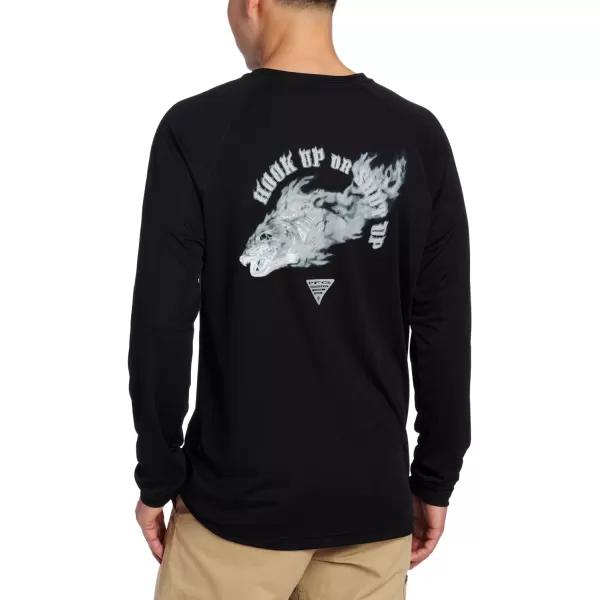 imageColumbia Mens Terminal Tackle Long Sleeve Shirt Wicking MaterialBlackSmoked Fish