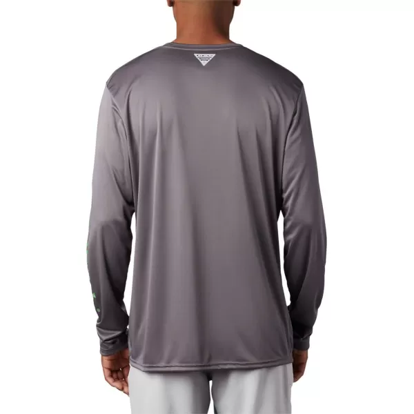 imageColumbia Mens Terminal Tackle Long Sleeve Shirt Wicking MaterialCity GreyDark Lime Realtree Mako