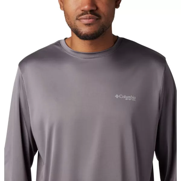 imageColumbia Mens Terminal Tackle Long Sleeve Shirt Wicking MaterialCity GreyDark Lime Realtree Mako