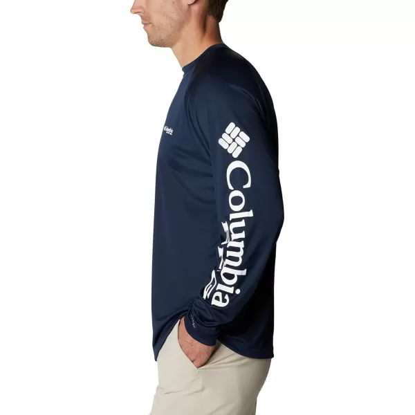 imageColumbia Mens Terminal Tackle Long Sleeve Shirt Wicking MaterialCollegiate NavyWhite Logo