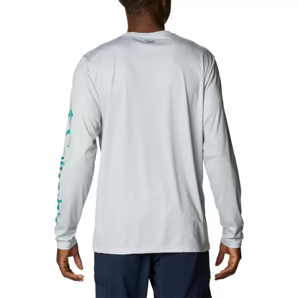 imageColumbia Mens Terminal Tackle Long Sleeve Shirt Wicking MaterialCool GreyElectric Turquoise Realtree Horizon