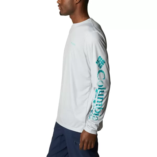 imageColumbia Mens Terminal Tackle Long Sleeve Shirt Wicking MaterialCool GreyElectric Turquoise Realtree Horizon