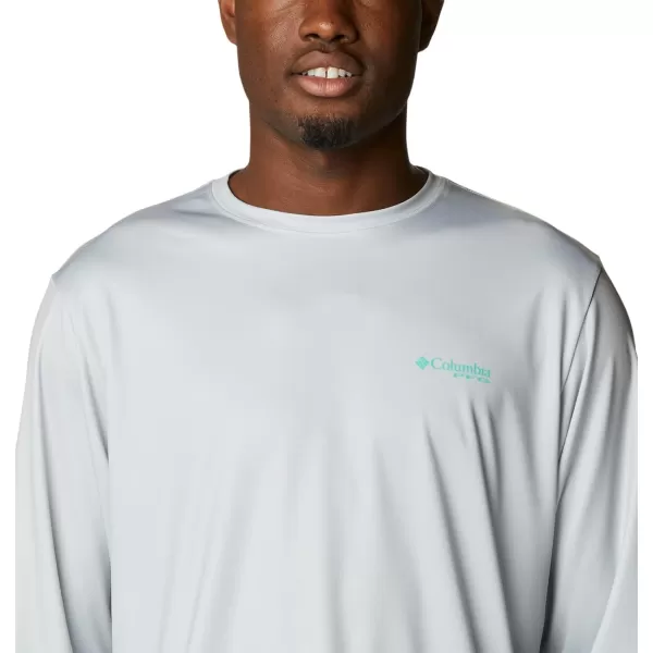 imageColumbia Mens Terminal Tackle Long Sleeve Shirt Wicking MaterialCool GreyElectric Turquoise Realtree Horizon