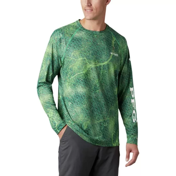 imageColumbia Mens Terminal Tackle Long Sleeve Shirt Wicking MaterialDark Lime Realtree Mako