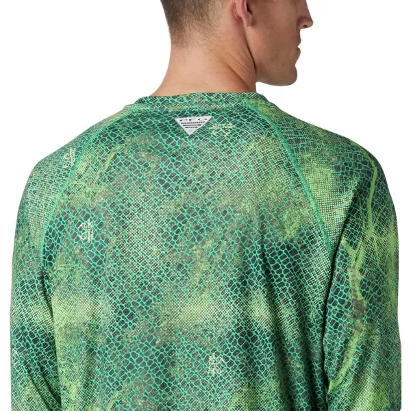 imageColumbia Mens Terminal Tackle Long Sleeve Shirt Wicking MaterialDark Lime Realtree Mako