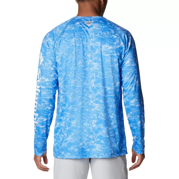 imageColumbia Mens Terminal Tackle Long Sleeve Shirt Wicking MaterialHarbor Blue Contour Fish Print