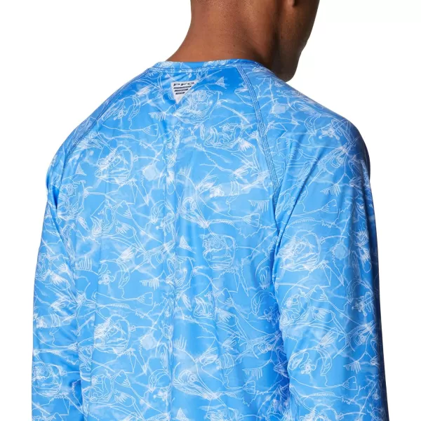 imageColumbia Mens Terminal Tackle Long Sleeve Shirt Wicking MaterialHarbor Blue Contour Fish Print