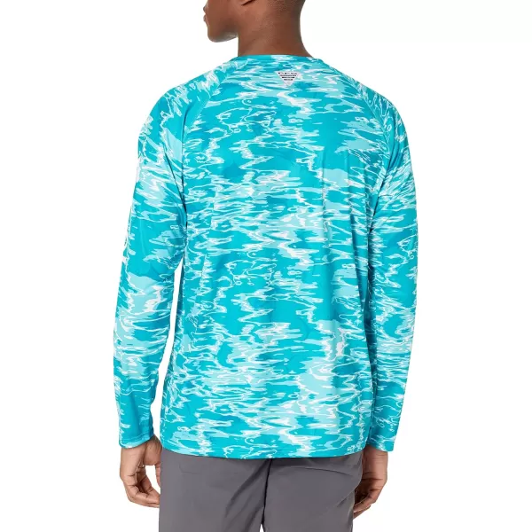 imageColumbia Mens Terminal Tackle Long Sleeve Shirt Wicking MaterialOcean Teal Ripples