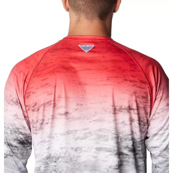imageColumbia Mens Terminal Tackle Long Sleeve Shirt Wicking MaterialRed Spark Deepsea Fade