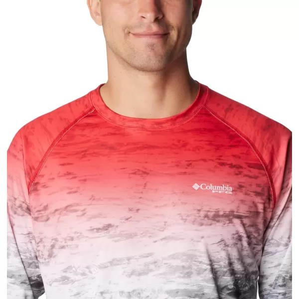 imageColumbia Mens Terminal Tackle Long Sleeve Shirt Wicking MaterialRed Spark Deepsea Fade