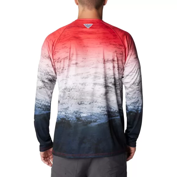 imageColumbia Mens Terminal Tackle Long Sleeve Shirt Wicking MaterialRed Spark Deepsea Fade