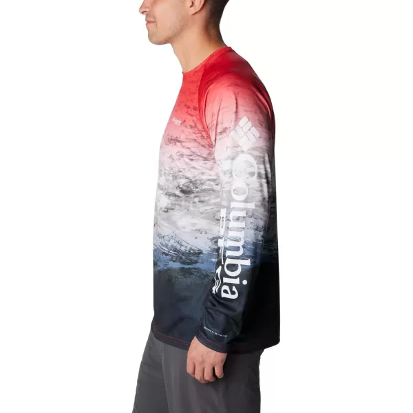 imageColumbia Mens Terminal Tackle Long Sleeve Shirt Wicking MaterialRed Spark Deepsea Fade