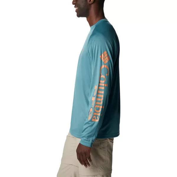 imageColumbia Mens Terminal Tackle Long Sleeve Shirt Wicking MaterialTranquil TealOrange Reef Logo