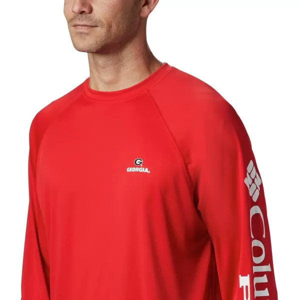 imageColumbia Mens Terminal Tackle Long Sleeve Shirt Wicking MaterialUga  Bright Red  White