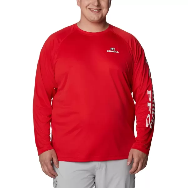 imageColumbia Mens Terminal Tackle Long Sleeve Shirt Wicking MaterialUga  Bright Red  White