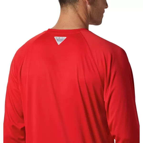 imageColumbia Mens Terminal Tackle Long Sleeve Shirt Wicking MaterialUga  Bright Red  White