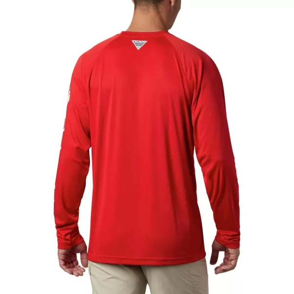 imageColumbia Mens Terminal Tackle Long Sleeve Shirt Wicking MaterialUga  Bright Red  White