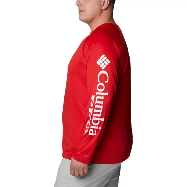 imageColumbia Mens Terminal Tackle Long Sleeve Shirt Wicking MaterialUga  Bright Red  White