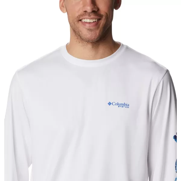 imageColumbia Mens Terminal Tackle Long Sleeve Shirt Wicking MaterialWhiteBlue Macaw Realtree Horizon