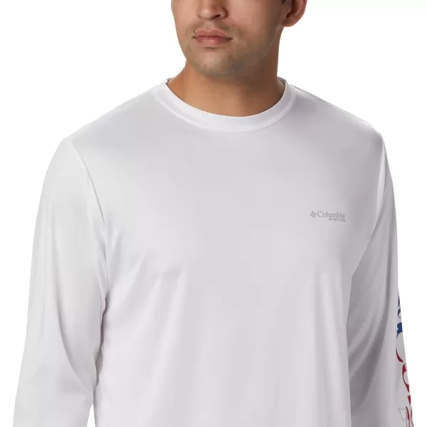 imageColumbia Mens Terminal Tackle Long Sleeve Shirt Wicking MaterialWhiteStars and Stripes
