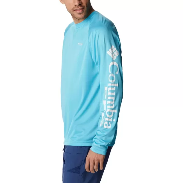 imageColumbia Mens Terminal Tackle Long Sleeve ShirtAtoll HeatherWhite Logo