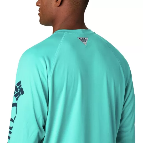 imageColumbia Mens Terminal Tackle Long Sleeve ShirtBright AquaCollegiate Navy Logo